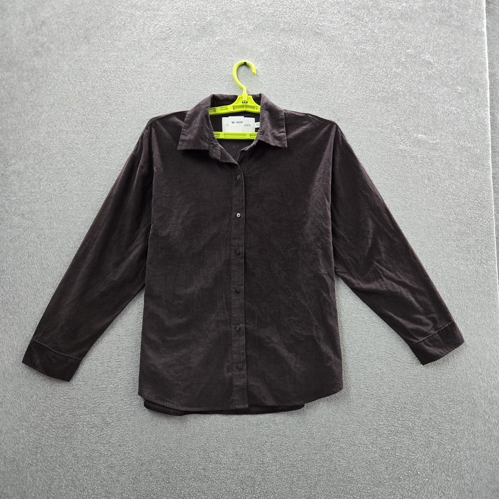 Calvin Klein Jeans Women Button Up Shirt S Brown Corduroy Long Sleeve